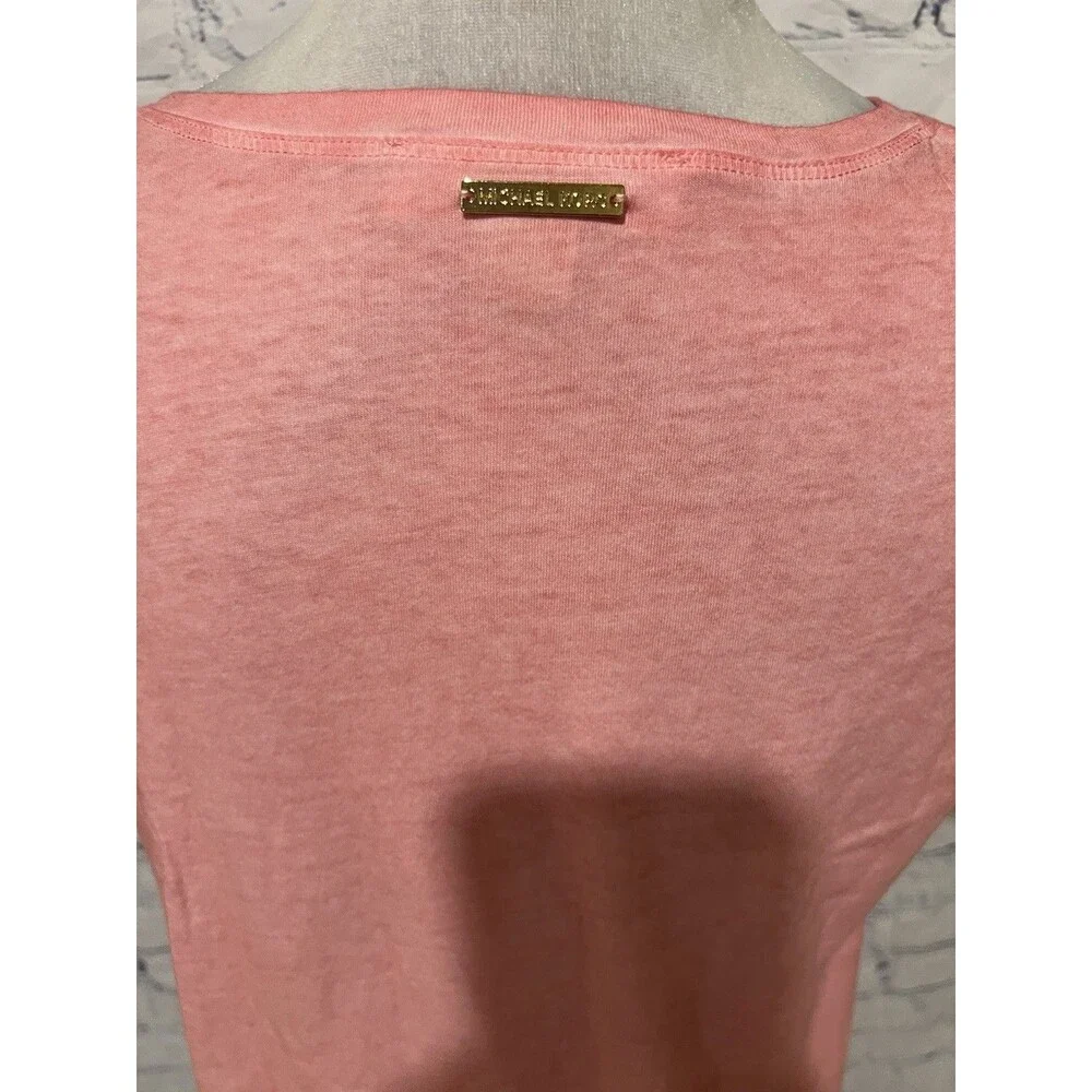 Michael Kors Women's V-Neck Pink Cotton T Shirt - Size Small